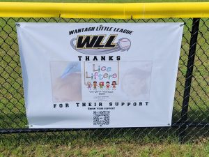 Wantagh Little League field sign thanking Lice Lifters of Nassau County for their sponsorship support.